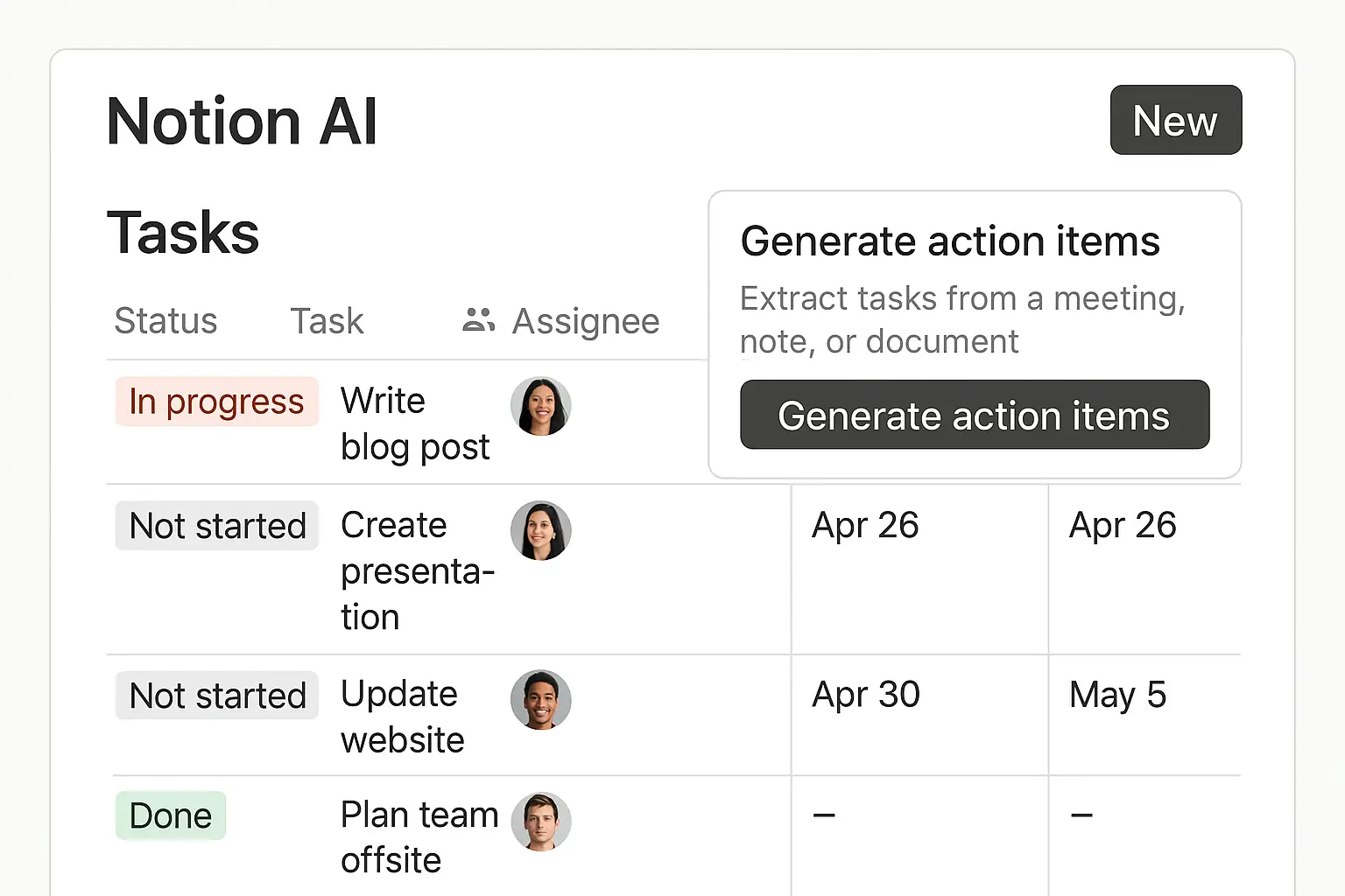 Notion AI task management features
