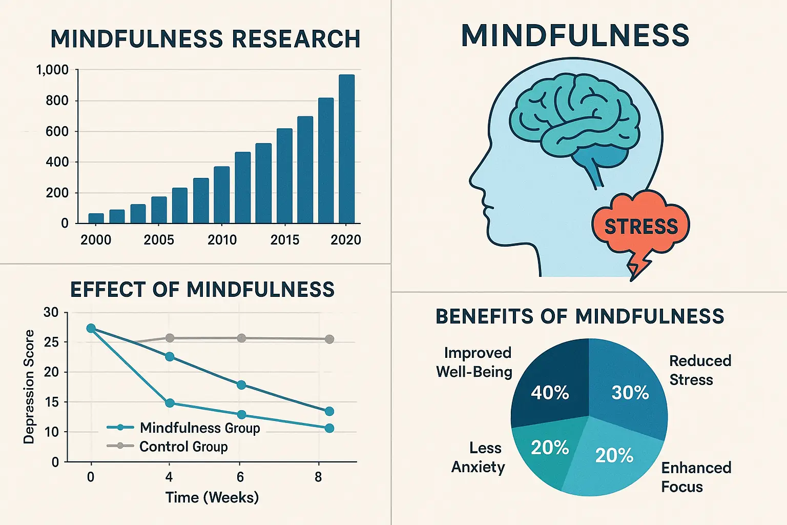 Scientific research and data visualization related to mindfulness