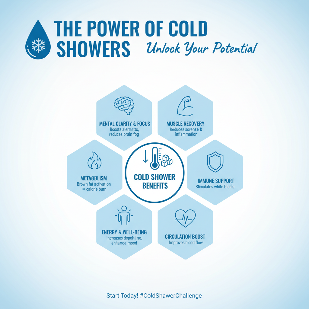 Infographic showing benefits of cold showers