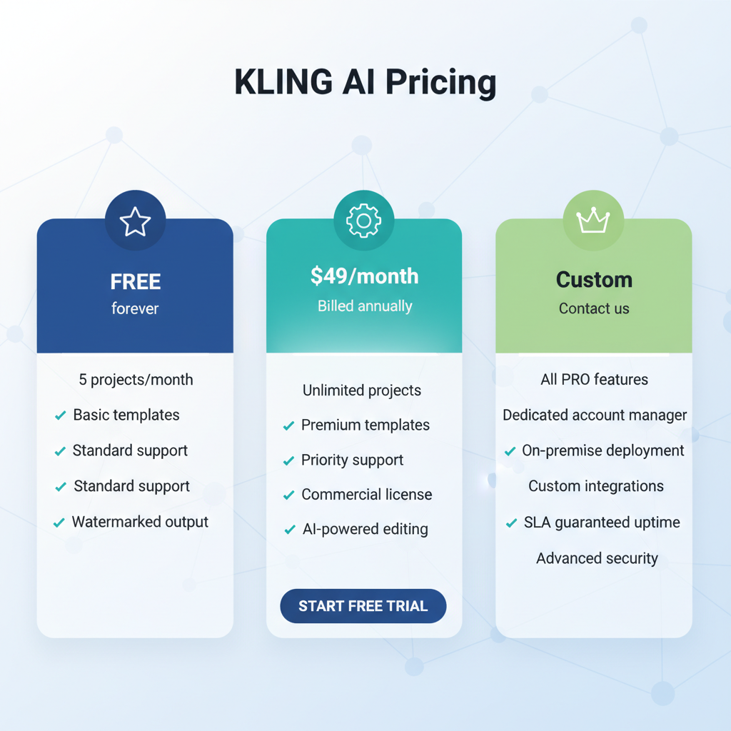Kling AI pricing table