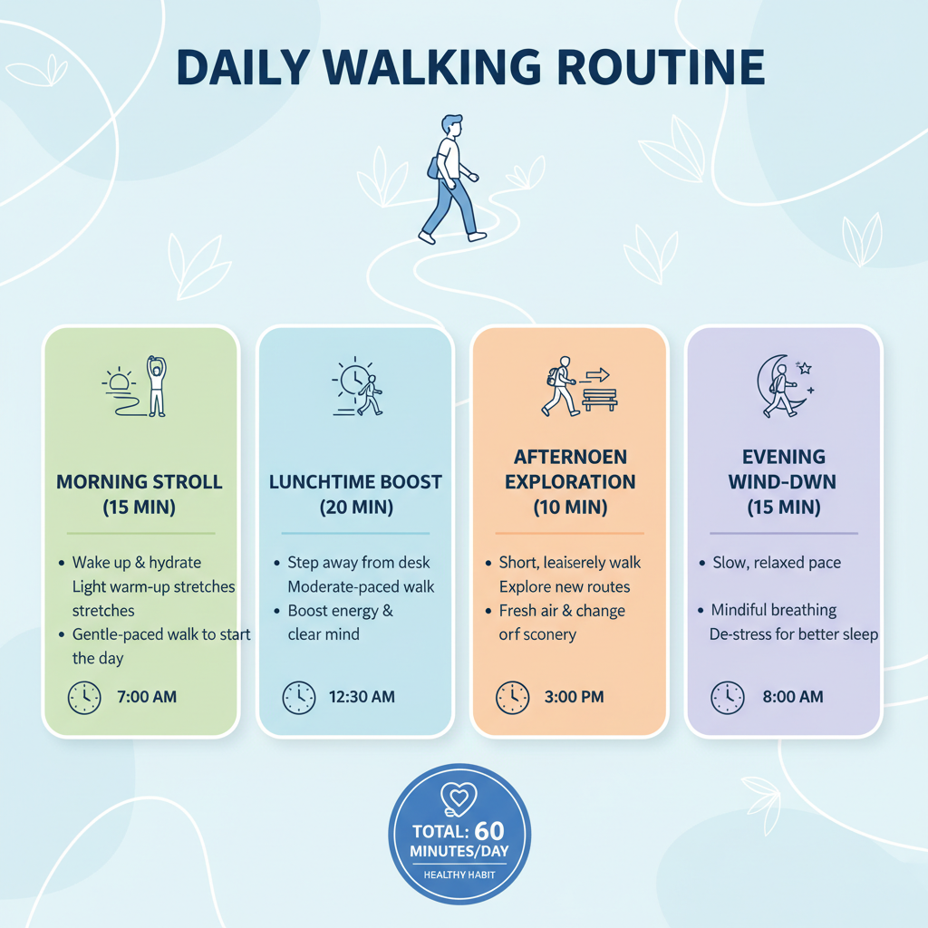 A daily walking routine infographic.