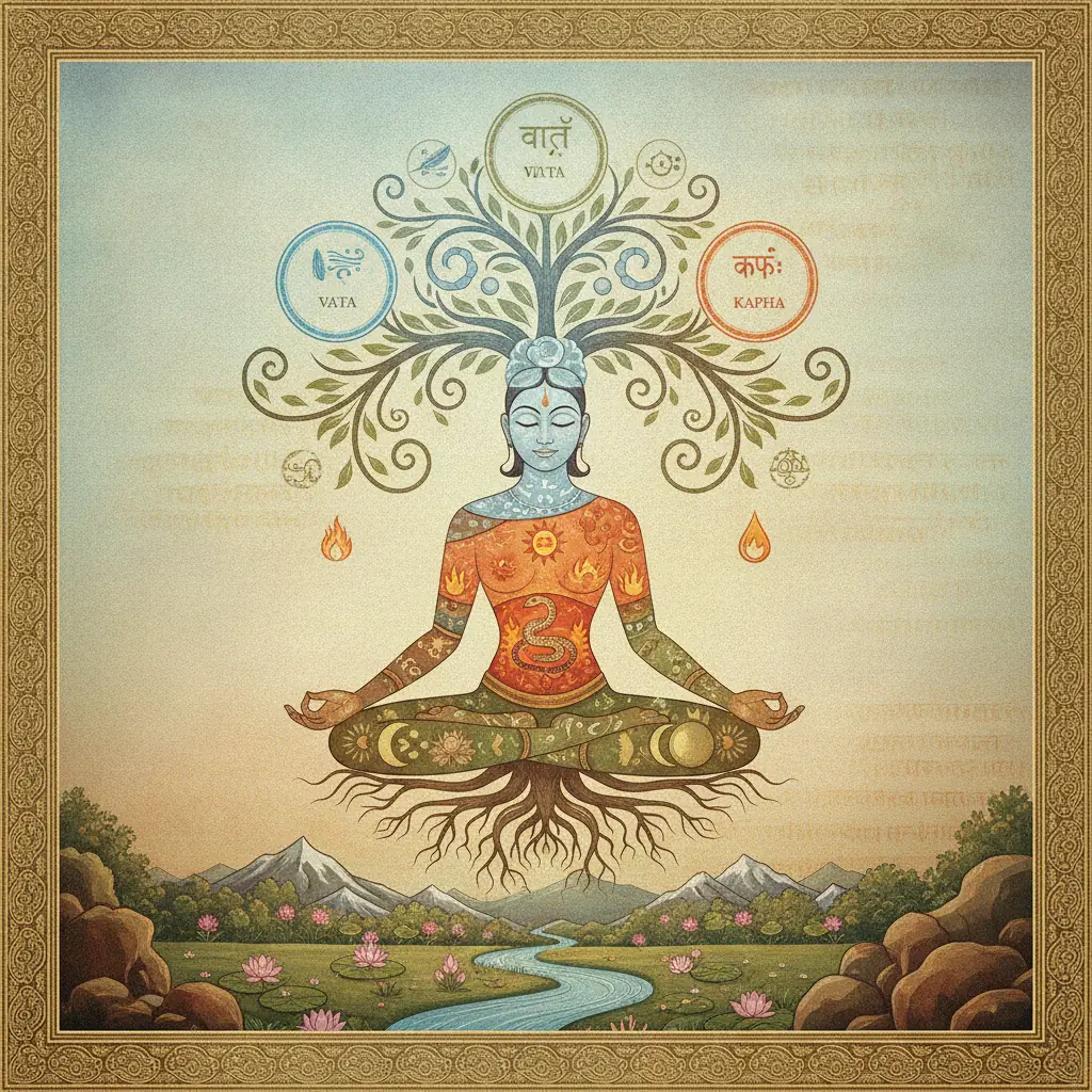 Illustration of Ayurveda and Doshas