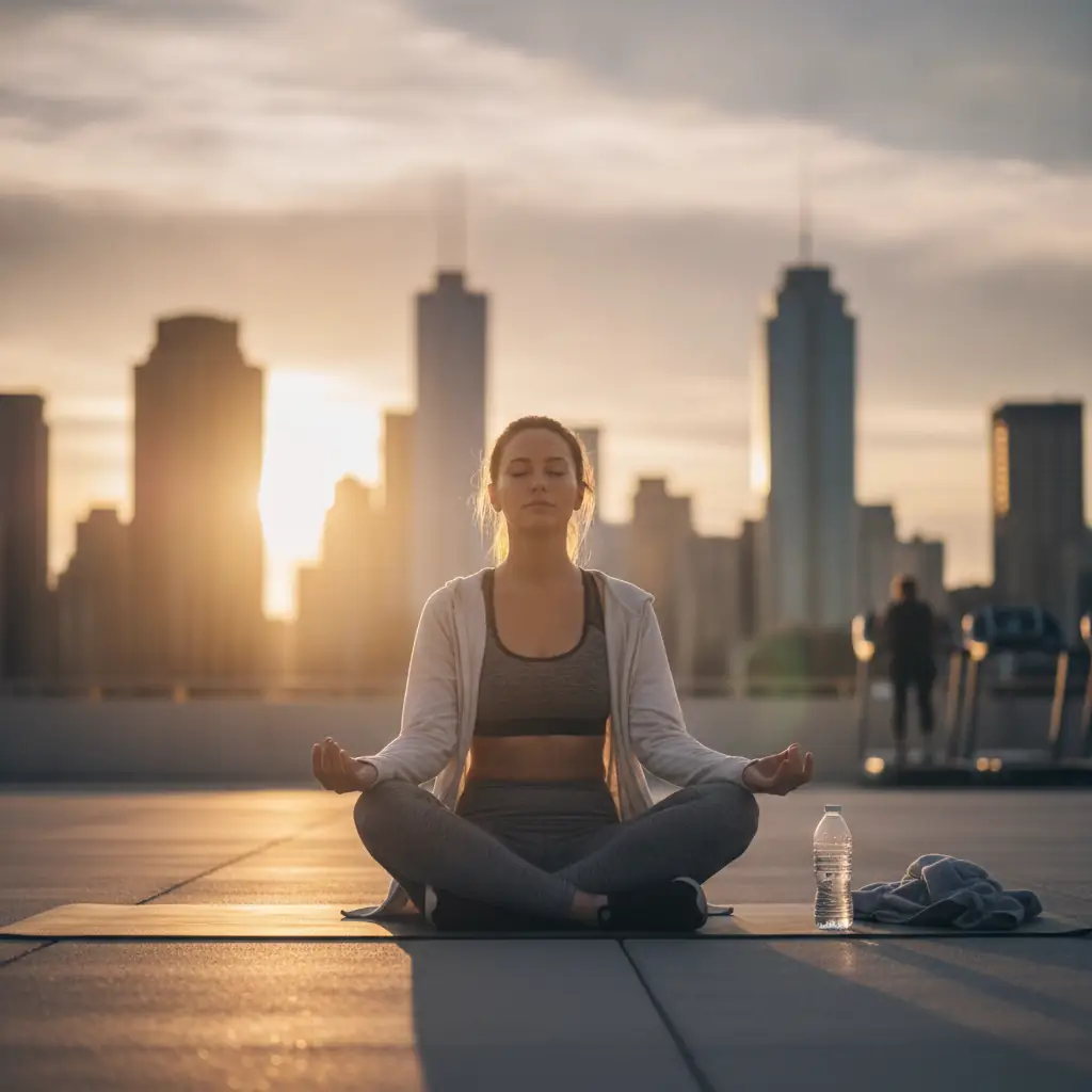 A person meditating after a workout