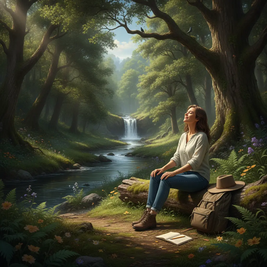 A person enjoying nature, unplugged from technology