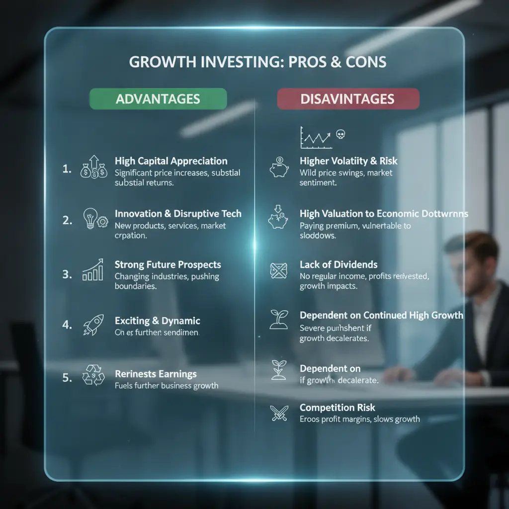 Growth Investing Pros and Cons Chart