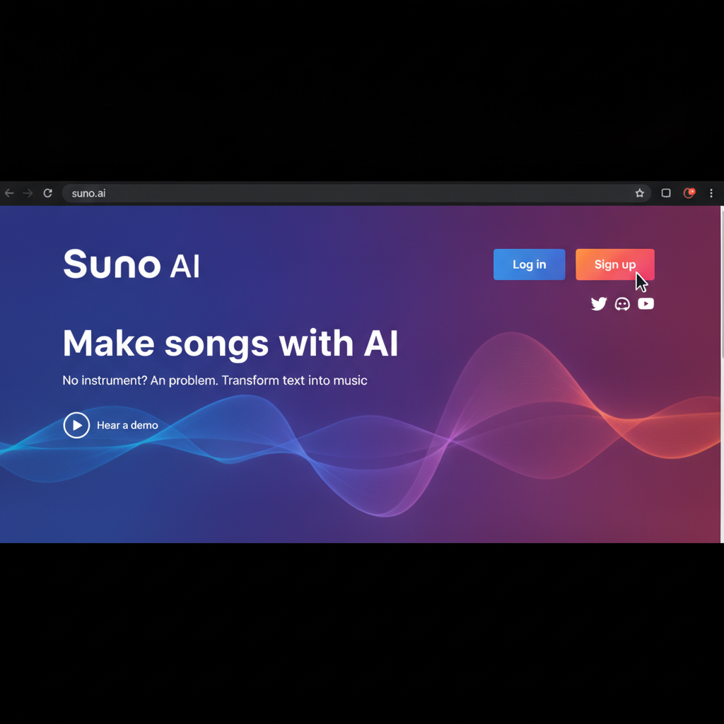 Suno AI 웹사이트 스크린샷