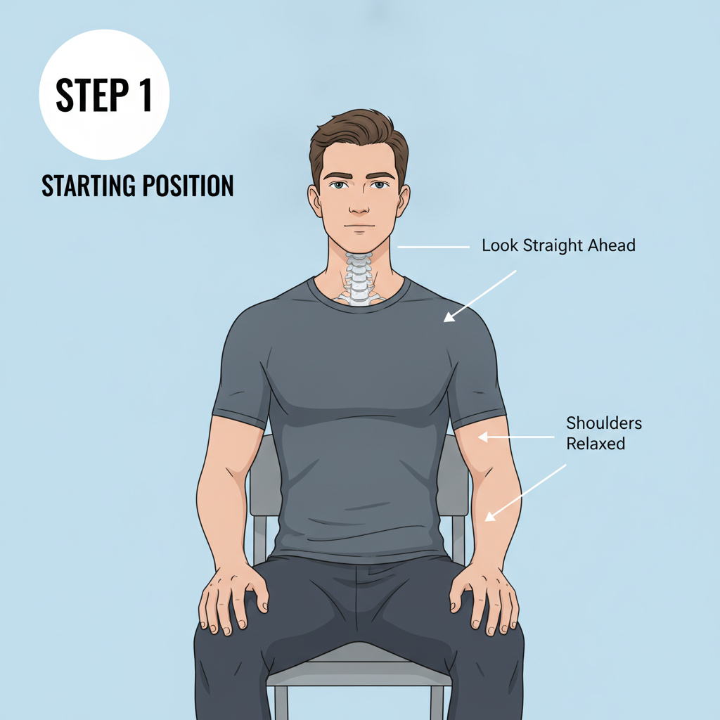 Demonstrate Chin Tuck exercise with a visual guide