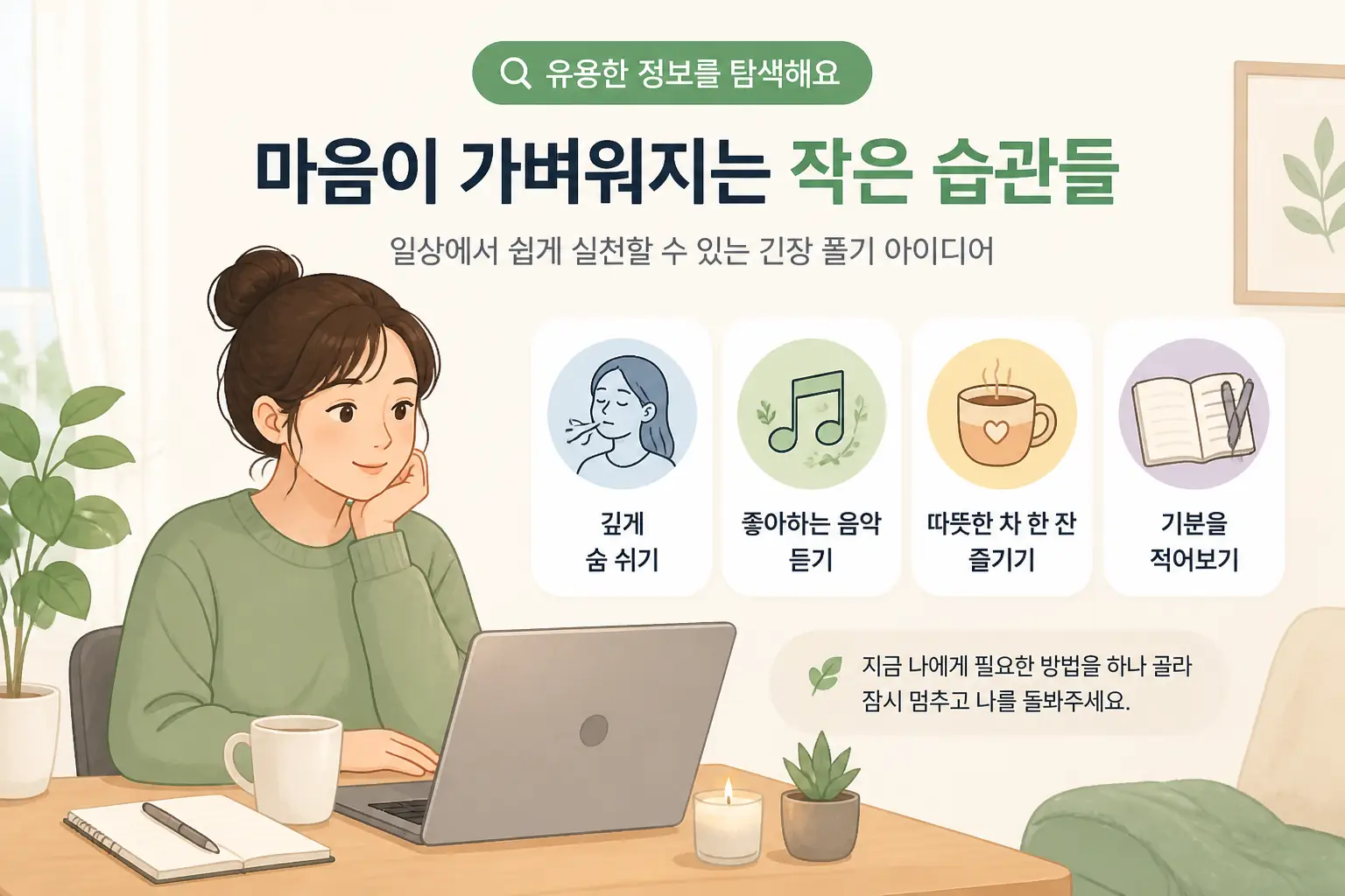 유용한 정보를 탐색하는 일러스트
