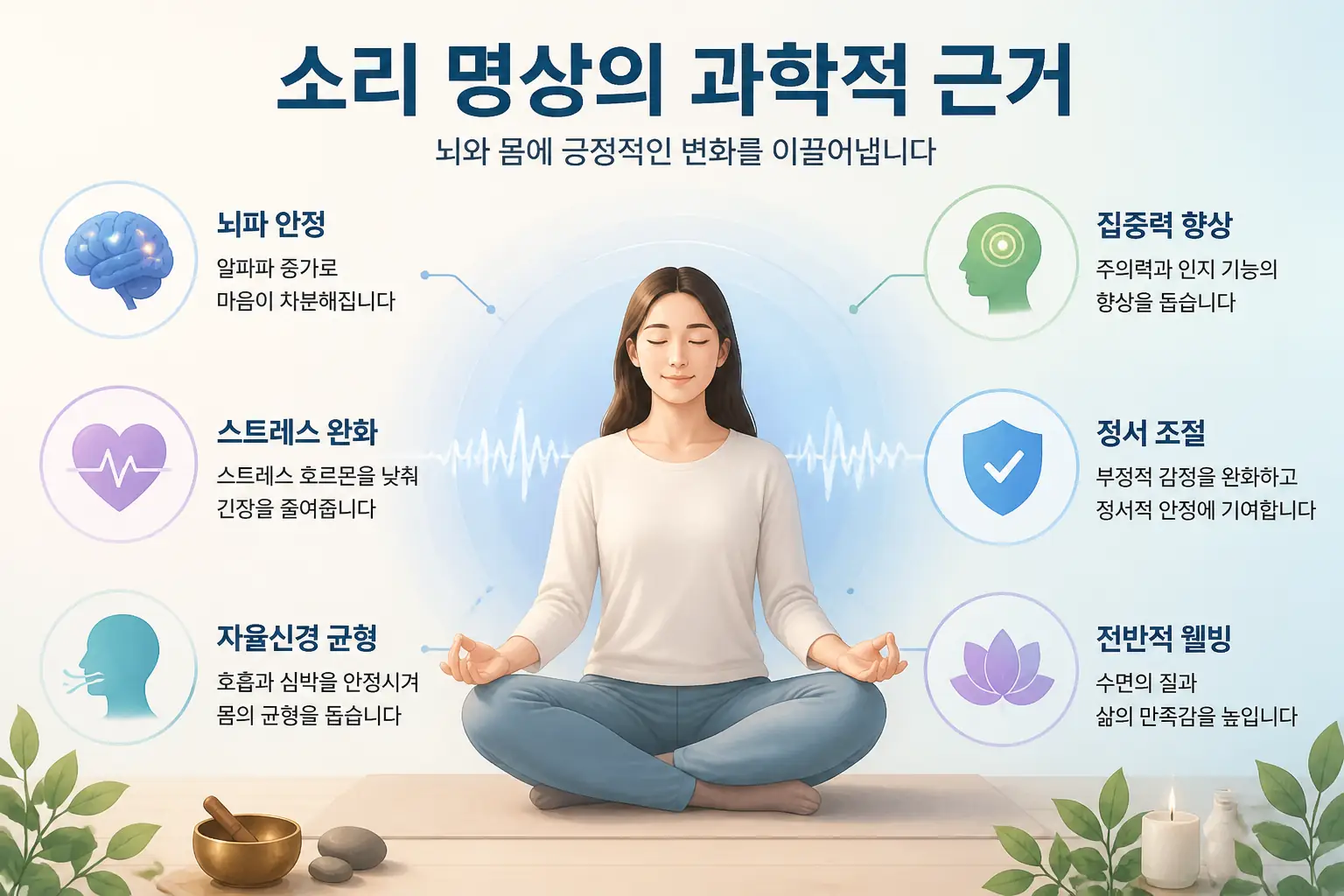 Infographic explaining the scientific basis of sound meditation