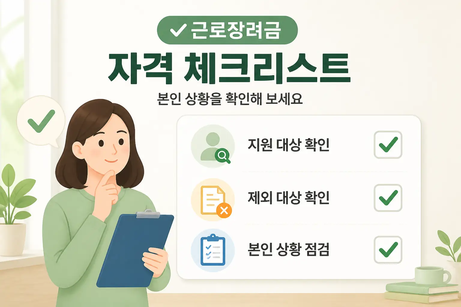 근로장려금 자격 체크리스트 이미지