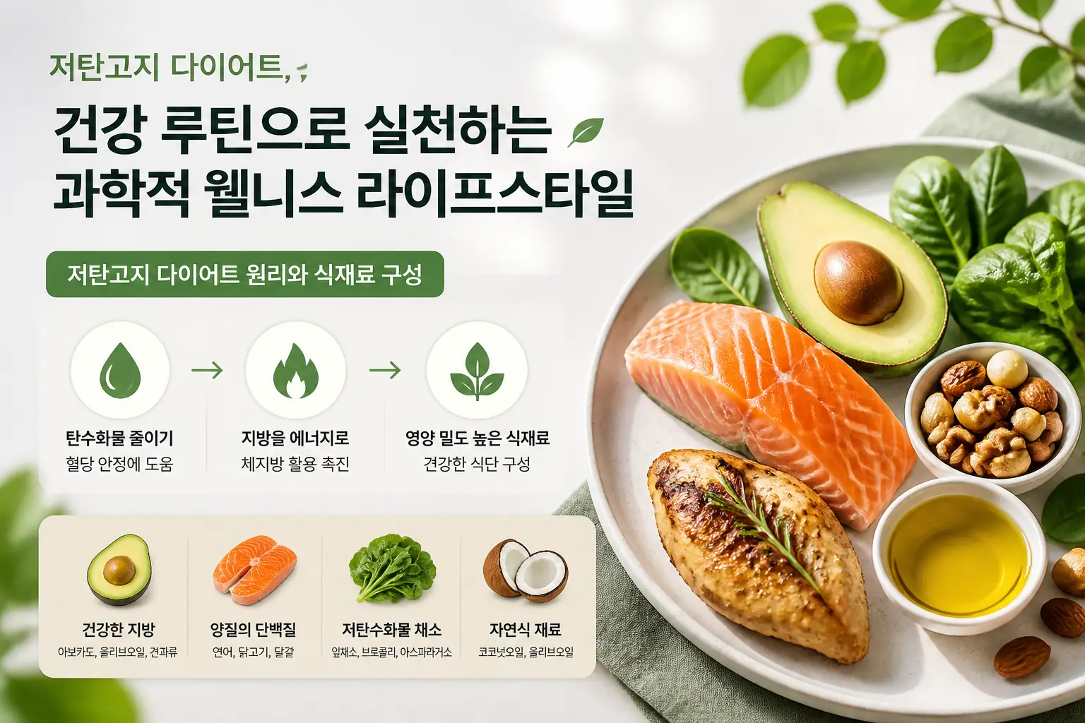 저탄고지 다이어트 원리와 식재료 구성