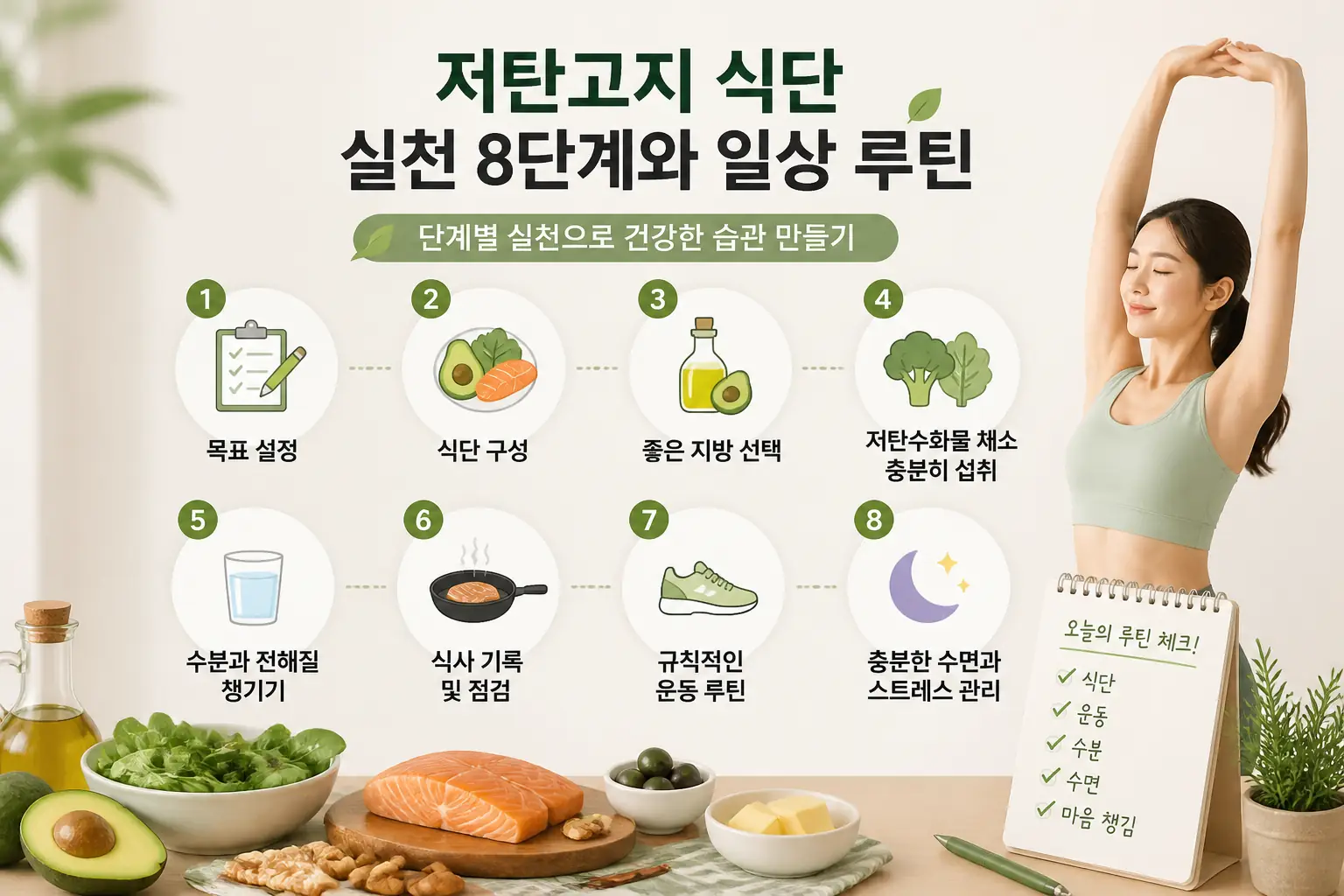 저탄고지 식단 실천 8단계와 일상 루틴