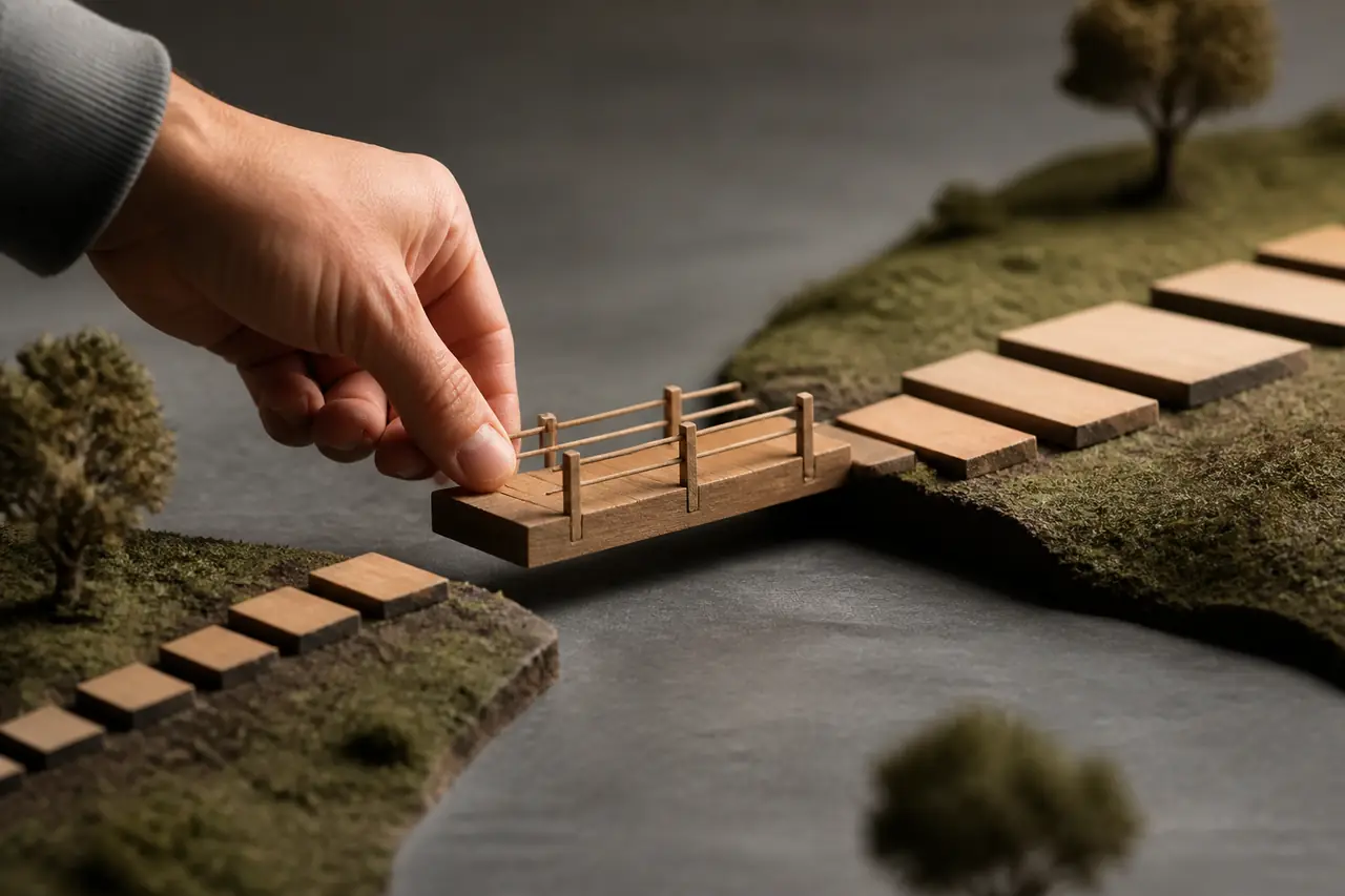 A small bridge and simple steps reconnecting a broken habit streak